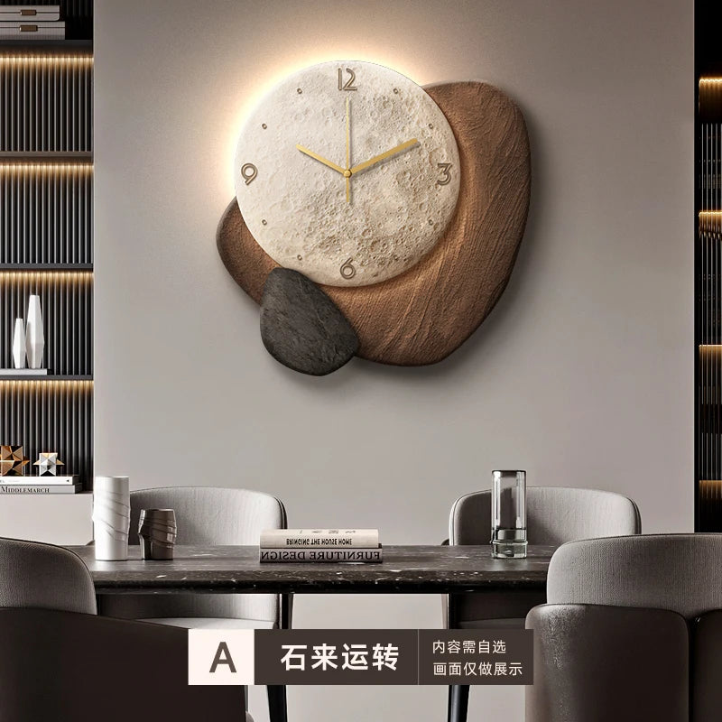 Restaurant clock wall decoration painting creative 3D high-end feeling living room clock table wall clock